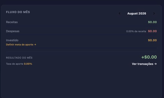 Demo dashboard monthly flow summary for August 2026